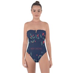 Merry Christmas  Frame Flora Tie Back One Piece Swimsuit by artworkshop