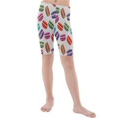 Macaron Macaroon Stylized Macaron Design Repetition Kids  Mid Length Swim Shorts by artworkshop