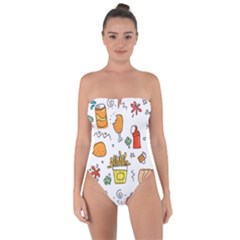Cute Sketch  Fun Funny Collection Tie Back One Piece Swimsuit by artworkshop