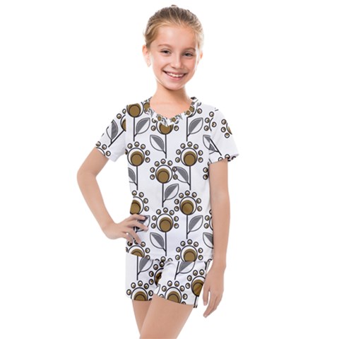 Daisy Minimalist Leaves Kids  Mesh Tee And Shorts Set by ConteMonfrey