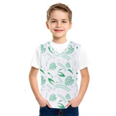 Green Nature Leaves Draw   Kids  Basketball Tank Top by ConteMonfrey