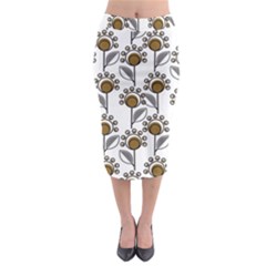 Daisy Minimalist Leaves Midi Pencil Skirt by ConteMonfreyShop