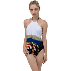 River Small Town Landscape Go With The Flow One Piece Swimsuit by ConteMonfrey