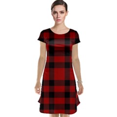 Red And Black Plaids Cap Sleeve Nightdress