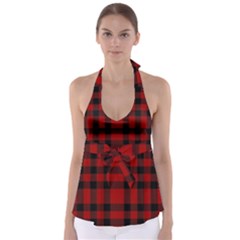 Red And Black Plaids Babydoll Tankini Top by ConteMonfrey
