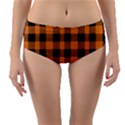 Orange black Halloween inspired plaids Reversible Mid-Waist Bikini Bottoms View3
