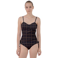 Brown And Black Plaids Sweetheart Tankini Set by ConteMonfrey