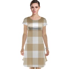 Clean Brown And White Plaids Cap Sleeve Nightdress