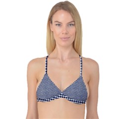 Small Blue And White Plaids Reversible Tri Bikini Top