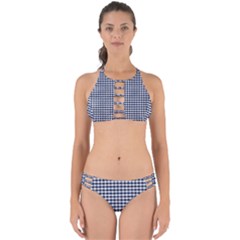 Small Blue And White Plaids Perfectly Cut Out Bikini Set by ConteMonfrey