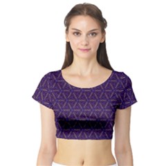 Background Pattern Texture Purple Short Sleeve Crop Top