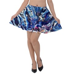 Cobalt Delta Velvet Skater Skirt by kaleidomarblingart