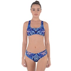 Cobalt Arabesque Criss Cross Bikini Set by kaleidomarblingart