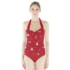 Abstract-cute-christmas Seamless Halter Swimsuit by nateshop