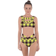 Black And Yellow Plaids Bandaged Up Bikini Set  by ConteMonfrey