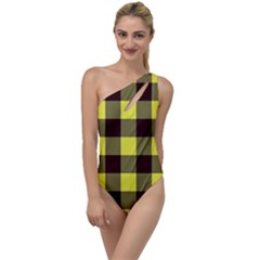 Black And Yellow Plaids To One Side Swimsuit by ConteMonfrey