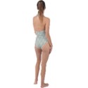 Green Tea White Small Plaids Plunge Cut Halter Swimsuit View2