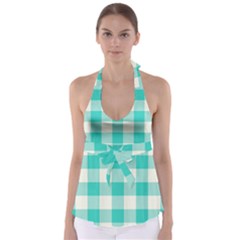 Blue And White Plaids Babydoll Tankini Top by ConteMonfrey