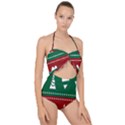 Christmas-04 Scallop Top Cut Out Swimsuit View1