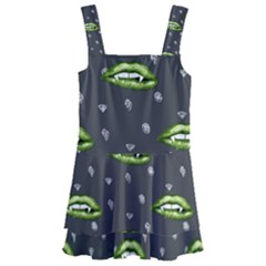 Green Vampire Mouth - Halloween Modern Decor Kids  Layered Skirt Swimsuit by ConteMonfrey
