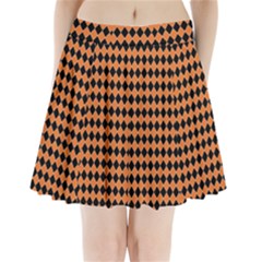 Halloween Black Orange Plaids Pleated Mini Skirt