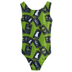 Cats And Skulls - Modern Halloween  Kids  Cut-out Back One Piece Swimsuit by ConteMonfrey