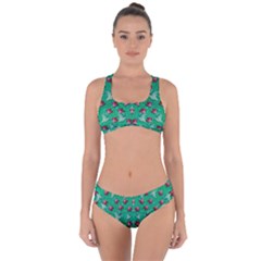 Beautiful Tropical Orchids Blooming Over Earth In Peace Criss Cross Bikini Set by pepitasart