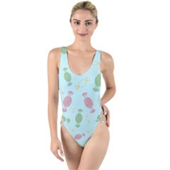 Toffees Candy Sweet Dessert High Leg Strappy Swimsuit by Ravend