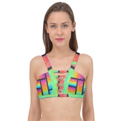 Background Colorful Abstract Cage Up Bikini Top by Wegoenart