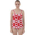 Background-card-checker-chequered Twist Front Tankini Set View1