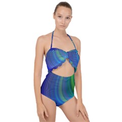 Space Design Abstract Sky Storm Scallop Top Cut Out Swimsuit by danenraven
