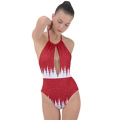 Merry Cristmas,royalty Plunge Cut Halter Swimsuit by nateshop