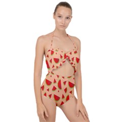 Fruit-water Melon Scallop Top Cut Out Swimsuit by nateshop