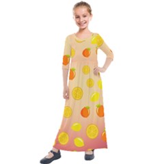 Fruits-gradient,orange Kids  Quarter Sleeve Maxi Dress by nateshop
