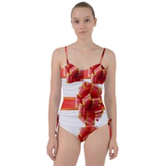 Red Ribbon Bow On White Background Sweetheart Tankini Set by artworkshop