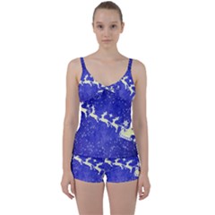Santa-claus-with-reindeer Tie Front Two Piece Tankini by nateshop