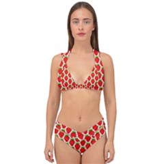Strawberries Double Strap Halter Bikini Set by nateshop