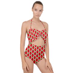 Strawberries Scallop Top Cut Out Swimsuit by nateshop