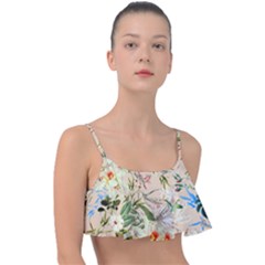 Tropical Fabric Textile Frill Bikini Top by nateshop