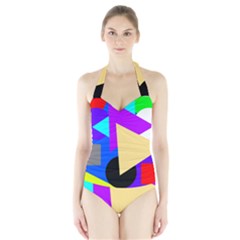 Shape Colorful Creativity Abstract Pattern Halter Swimsuit by Ravend
