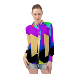 Shape Colorful Creativity Abstract Pattern Long Sleeve Chiffon Shirt