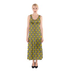 Abstract Beehive Yellow  Sleeveless Maxi Dress by ConteMonfrey