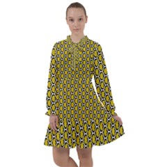 Abstract Beehive Yellow  All Frills Chiffon Dress by ConteMonfrey