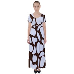 Brown White Cow High Waist Short Sleeve Maxi Dress by ConteMonfrey