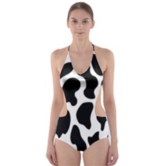 Cow Black And White Spots Cut-out One Piece Swimsuit by ConteMonfrey