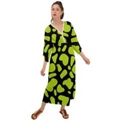 Neon Green Cow Spots Grecian Style  Maxi Dress by ConteMonfrey