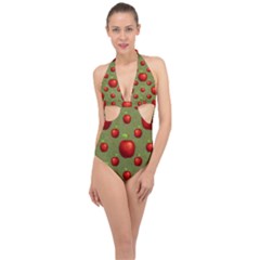 Apples Halter Front Plunge Swimsuit by nateshop