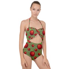 Apples Scallop Top Cut Out Swimsuit by nateshop