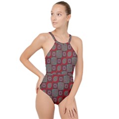 Batik-tradisional-02 High Neck One Piece Swimsuit by nateshop