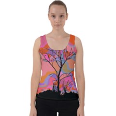 Tree Landscape Abstract Nature Colorful Scene Velvet Tank Top by danenraven